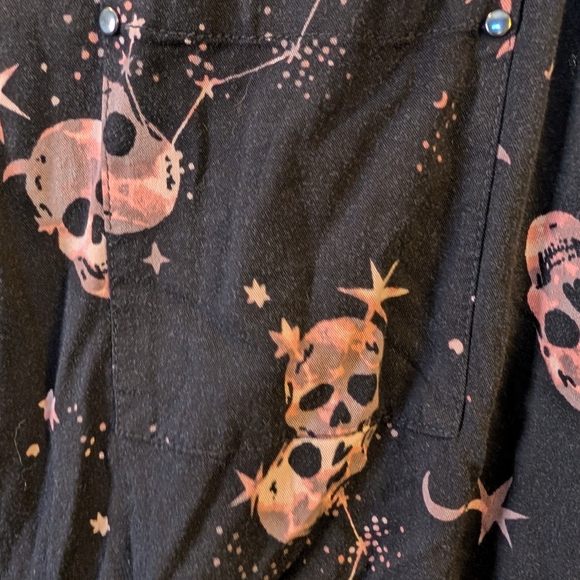 Torrid Black Dress with Pink Celestial Skull Pattern 2 Sleeveless - Picture 6 of 10